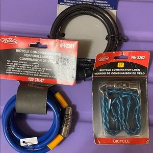 Bicycle Combination Lock Set - Black and Blue